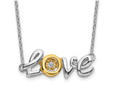 14K White and Yellow Gold LOVE Necklace with Accent Diamond